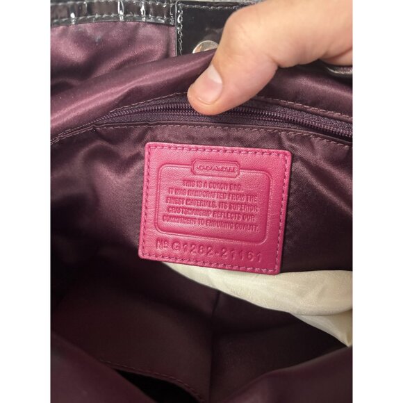 Coach Signature Chain Crossbody Bag Womens Gray Black Pink Logo Jacquard 21161 - Picture 7 of 8